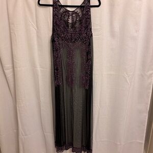 Free People Beaded Elegant Black and Purple Sheer Long Cover